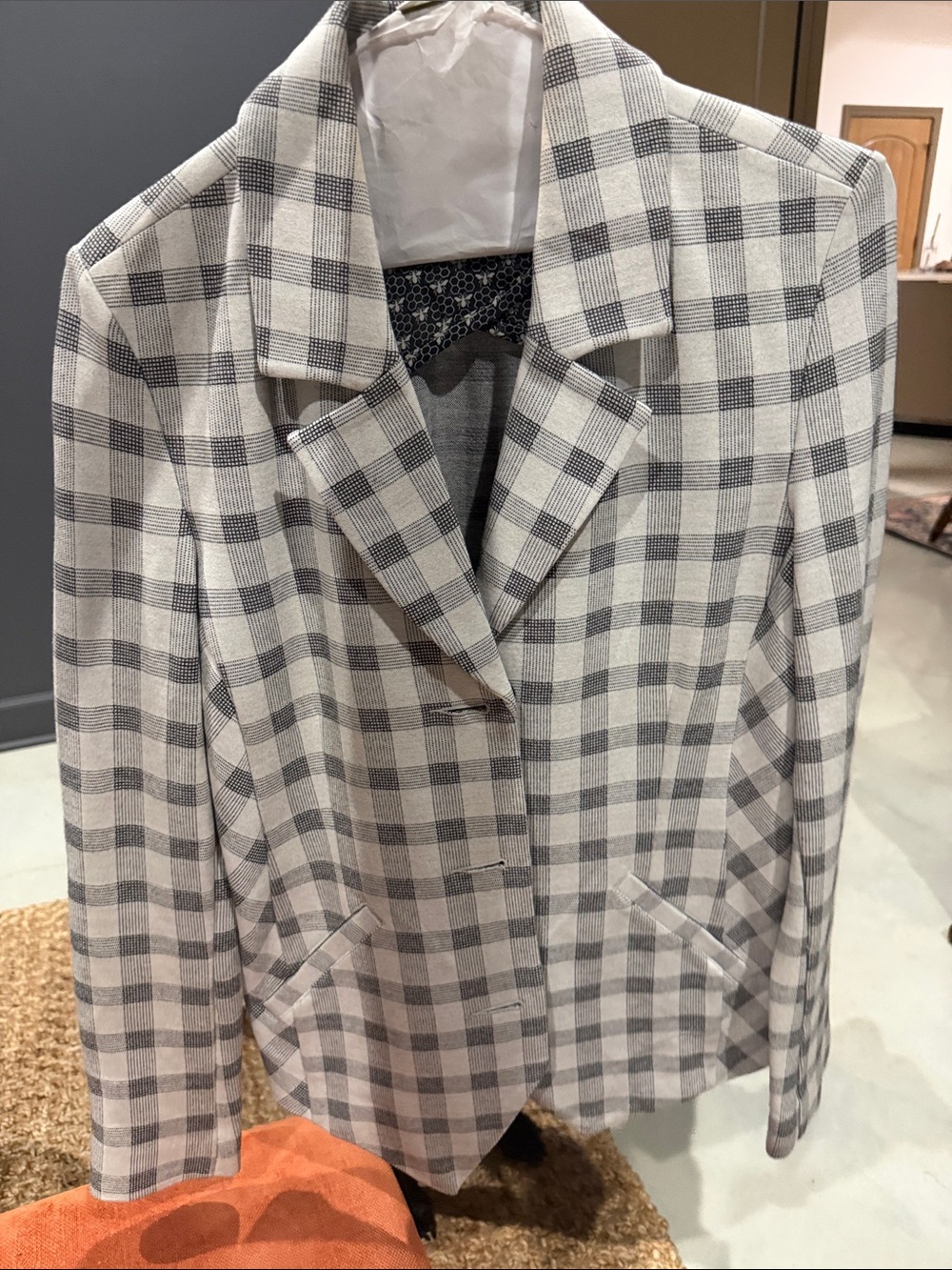 Classic Gray Plaid Women's Blazer Jacket